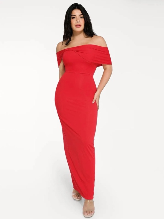 Popilush Dresses & Skirts - Popilush Shapewear Off the shoulder Slim Column Maxi Dress